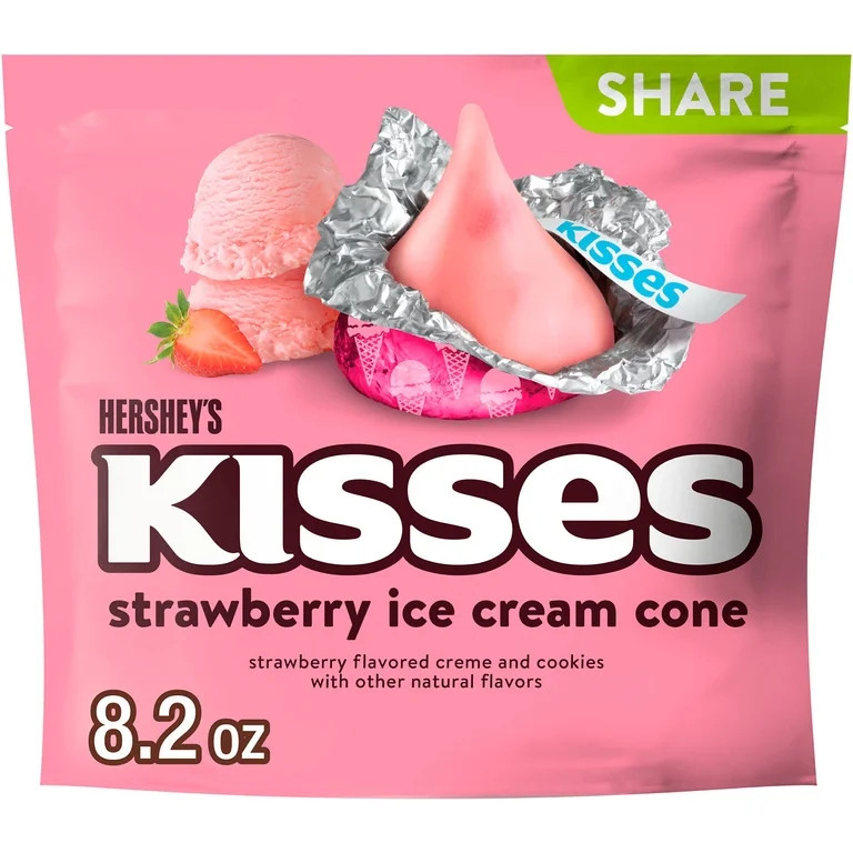 HERSHEY'S KISSES Strawberry Ice Cream Cone Flavored Candy Share Pack, 8.2 oz | Walmart (US)