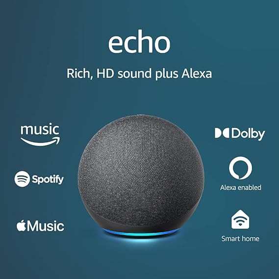 Echo (4th Gen) | With premium sound, smart home hub, and Alexa | Charcoal | Amazon (US)