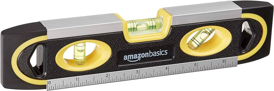 Amazon Basics 9-Inch Magnetic Torpedo Level and Ruler, 180/90/45 Degree Bubbles, Black | Amazon (US)