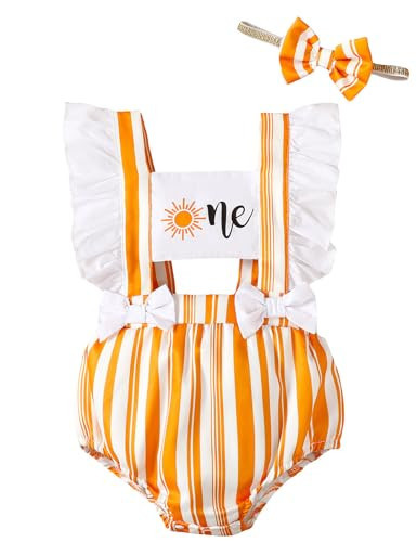 Shalofer Baby Girl 1st Birthday Outfit First Birthday Sun Clothes One Year Old Birthday Bodysuit(Yellow-Sun, 12-18 Months) | Amazon (US)