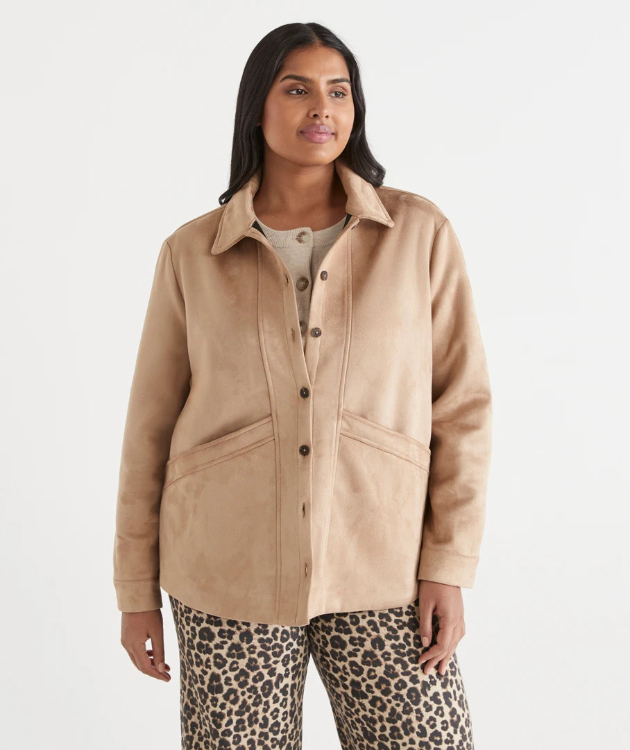 Faux Suede Longline Jacket | Sussan