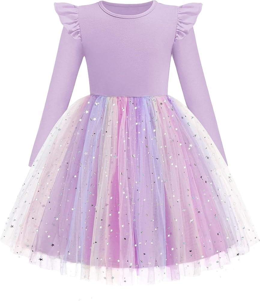 Arshiner Toddler Girls Tutu Dresses Long Sleeve Ruffle Fall Winter Holiday Star Sequin Tulle Dres... | Amazon (US)