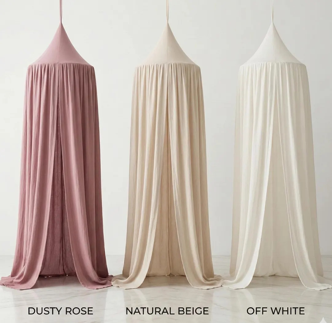 Kids Bed Canopy Cotton for Nursery, Baby Crib Hanging Tent, Mosquito Net & Reading Nook Decor, Pl... | Etsy (US)