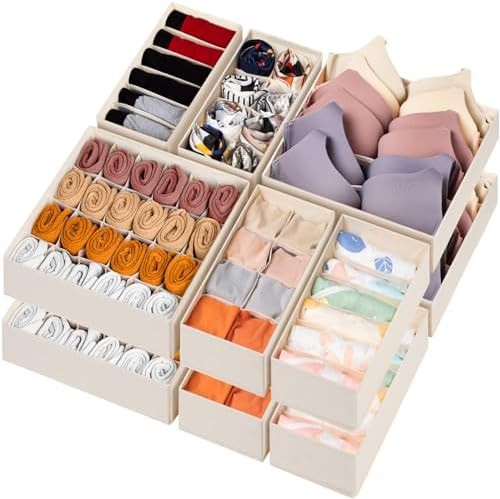 12 Pack Baby Clothes Organizer for Nursery, 116 Cells Fabric Foldable Dresser Closet Organizers a... | Amazon (US)