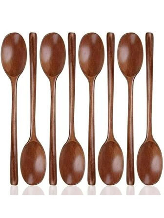 8-delige lepelset van bruin hout | SHEIN