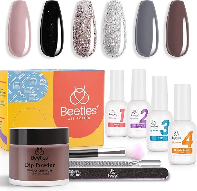 Beetles Dipping Powder Nail Starter Kit of 6 Colors Powder with Gel Liquid Essential Tools Set, f... | Amazon (US)