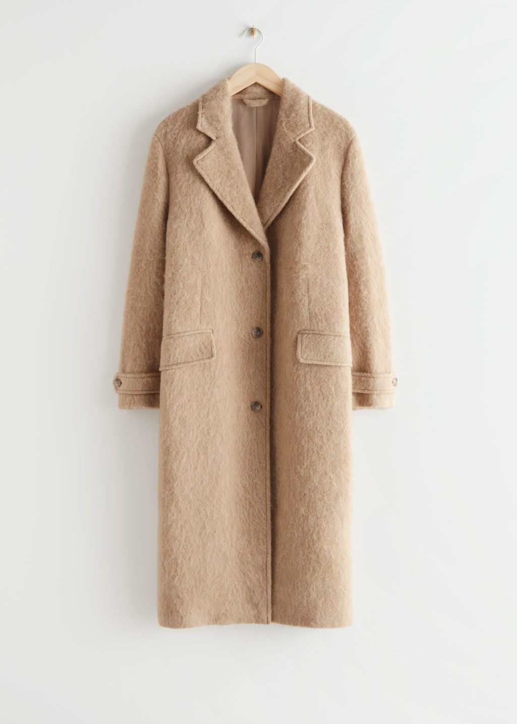 Long Fuzzy Wool Coat - Beige | & Other Stories US