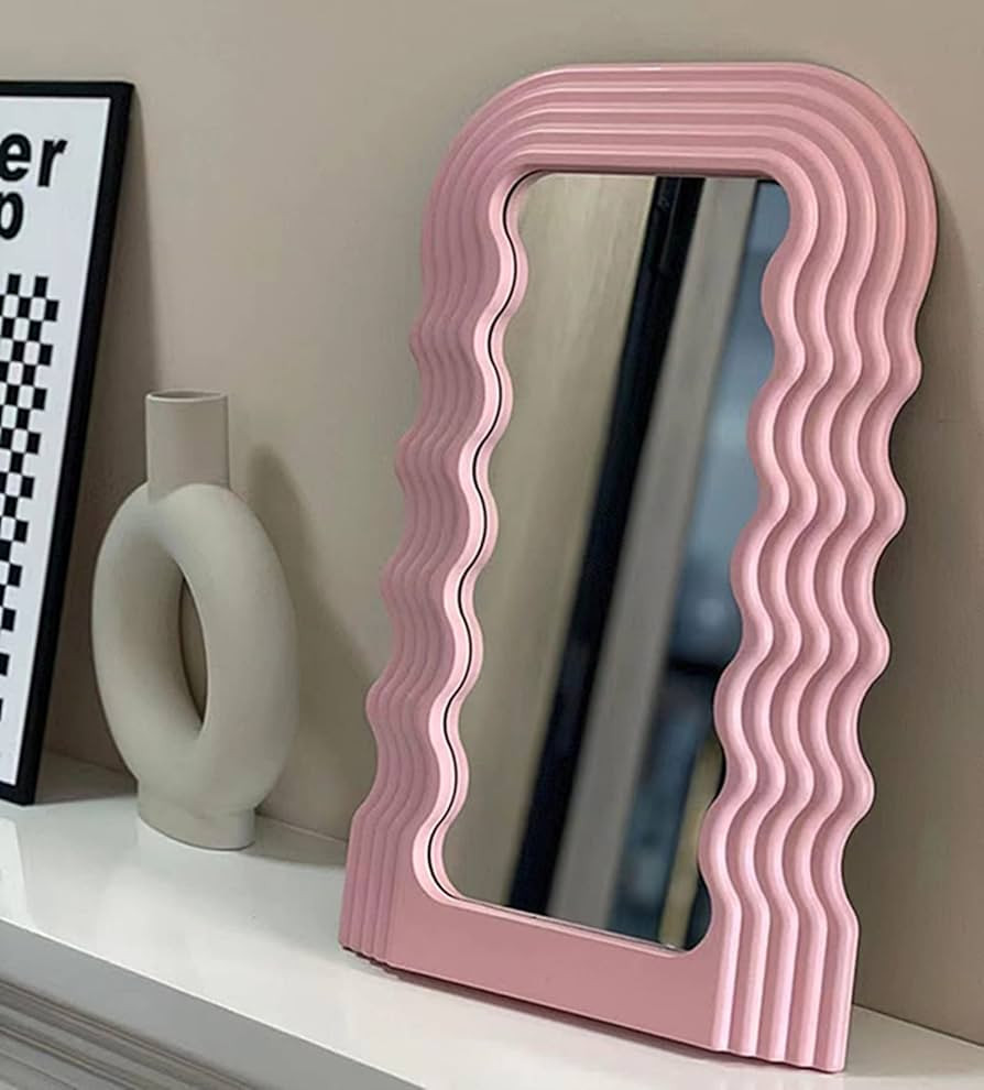Zanbesio 16 * 10" Wavy Mirror, Desk Mirror with Wave Irregular Frame Mirror, Aesthetic Wall Mount... | Amazon (US)