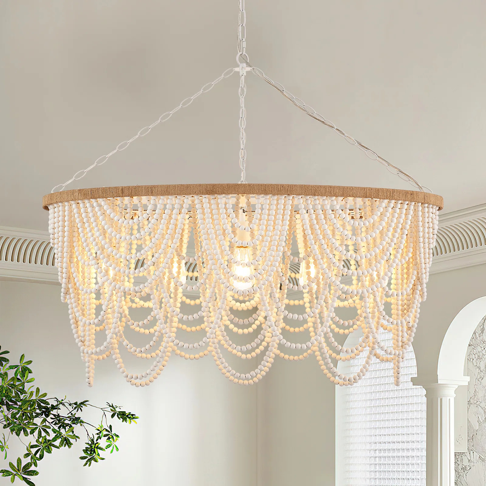 Dakota Fields 5 - Light Dimmable Tiered Wood Bead Chandelier | Wayfair | Wayfair North America