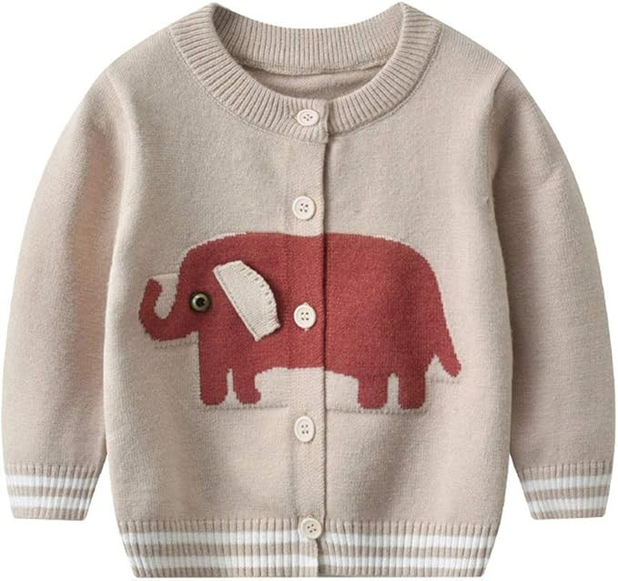 Mud Kingdom Baby Boys Cardigan Sweater Button Cute Cartoon Elephant | Amazon (US)