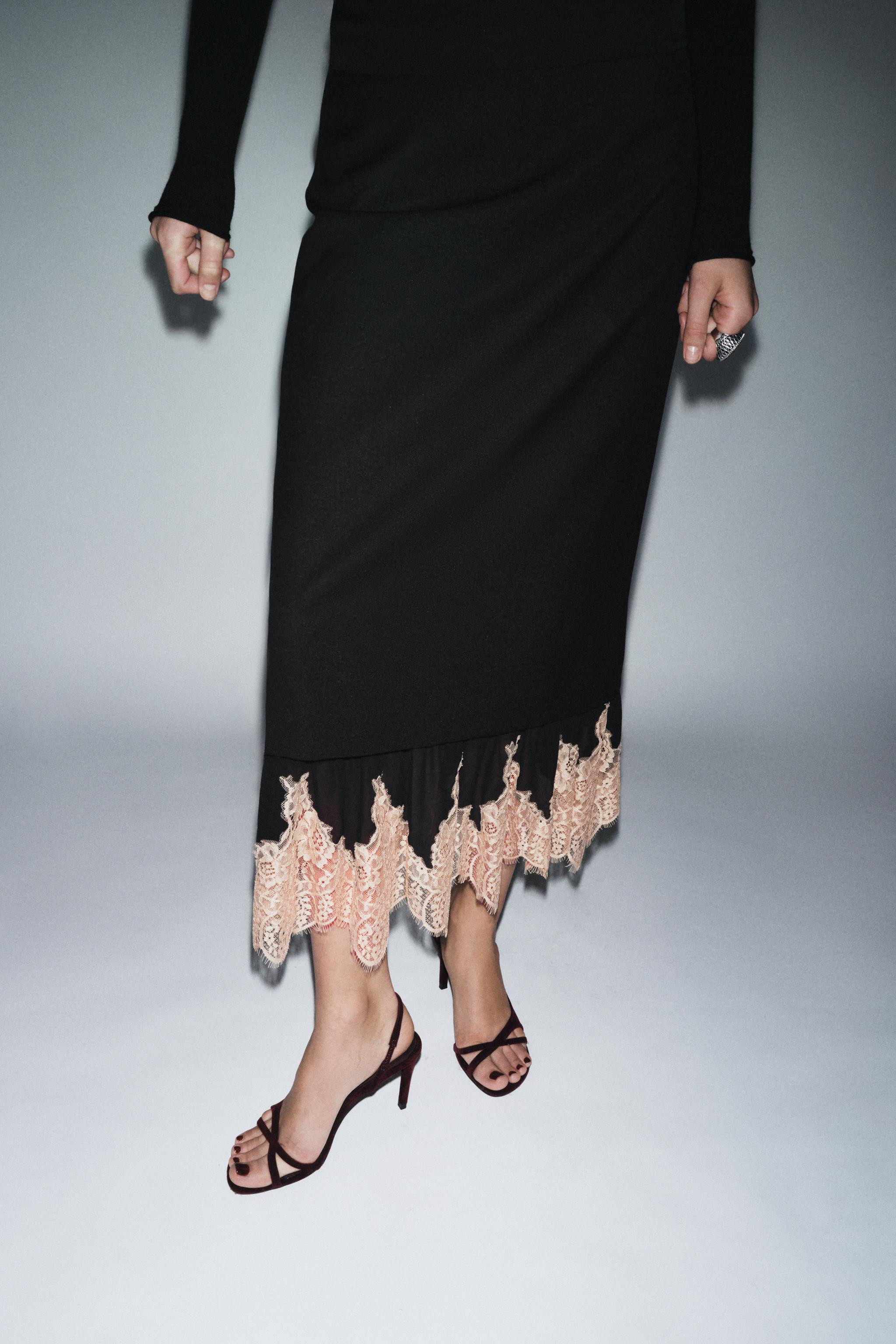 ZW COLLECTION COMBINED LACE SKIRT | Zara US