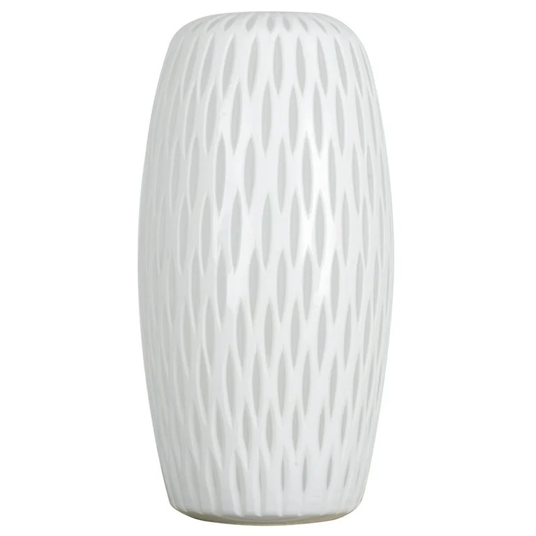 Vickerman 13" White Frosted Glass Vase. This lightly frosted vase is accented with a white diamon... | Walmart (US)