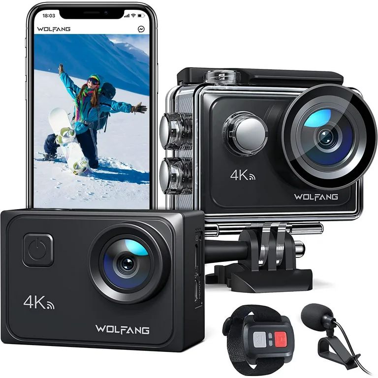 WOLFANG Sport Camera 4K Action Cam 60FPS 24MP 40M Underwater Camera Waterproof EIS Stabilization ... | Walmart (US)