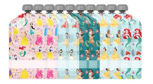Simple Modern Disney Reusable Baby Food Pouches for Toddlers | BPA Free Plastic, Food Safe, Freezer Safe | Refillable for Applesauce Yogurt & Puree Squeeze Pouch | 10 pack | 5oz | Disney Princesses | Amazon (US)
