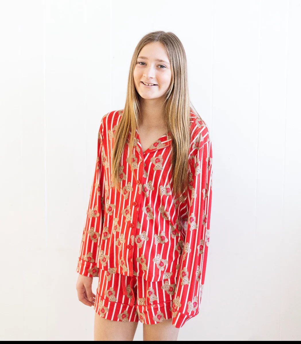 Affirmation Bear Women's Button Down Short Set | Little Pajama Co.