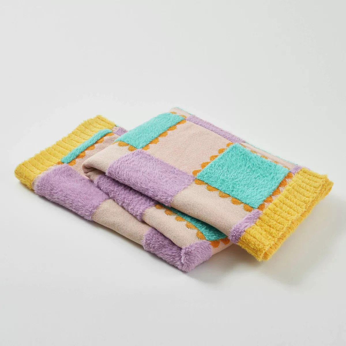 Cozy Bliss Checkered Teen Treasured Knit Throw Blanket Purple/Pink/Green | Target
