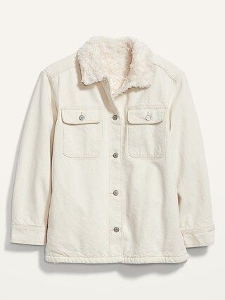 Sherpa-Lined White Jean Shacket for Women | Old Navy (US)