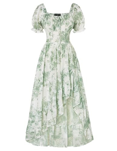 Scarlet Darkness Summer Corset Dress for Women 2025 Chiffon Floral Dress Wedding Guest Fall Dress Green L | Amazon (US)