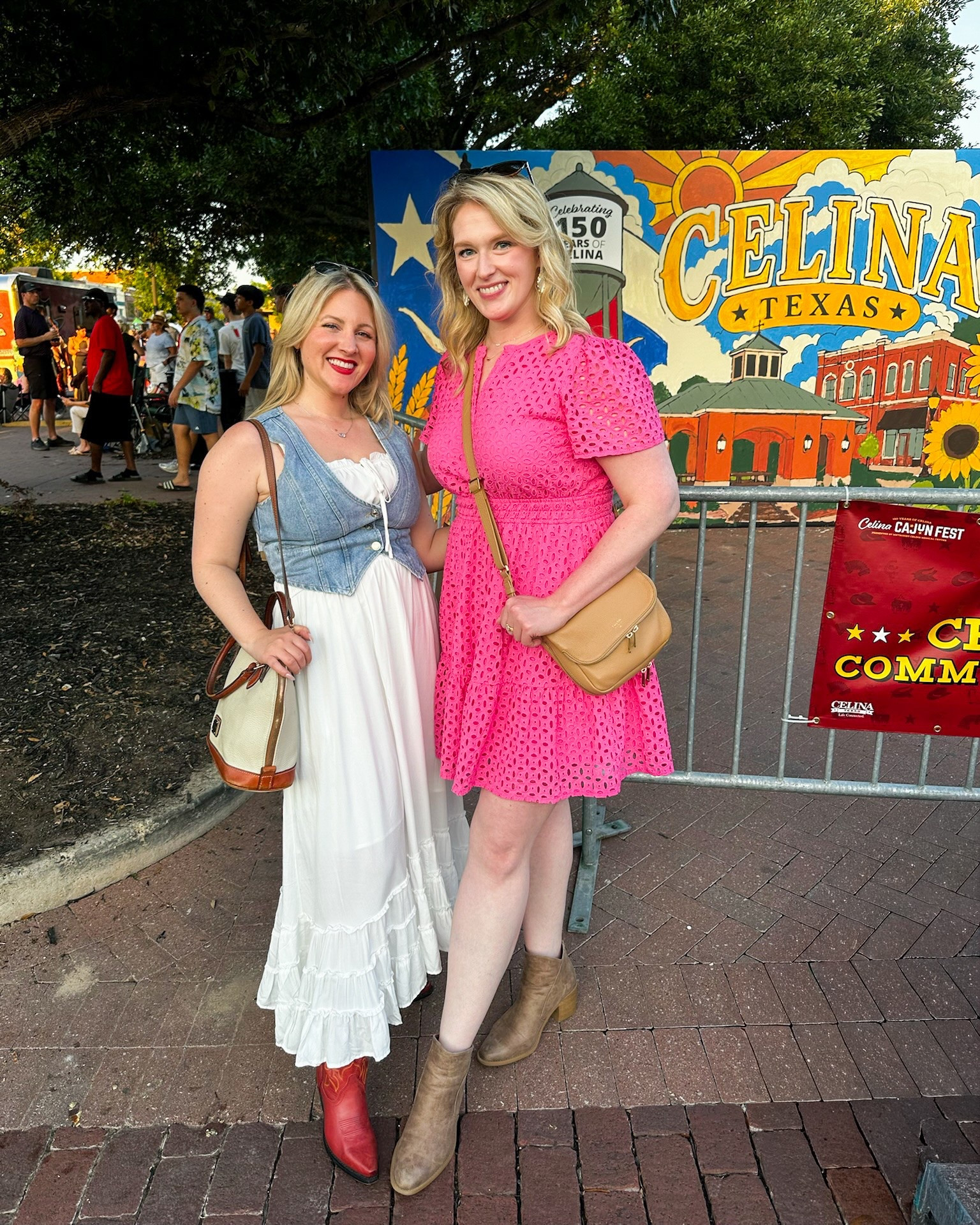Celina Cajun Fest - what to wear to country festival, town fair, small town event that’s not denim shorts and a top! Maxi dress with pockets - so perfect for events! 
Red cowboy boots outfit, Dooney & bourke satchel, crossbody bag outfit look

#LTKdayinmylife #LTKMidsize #LTKPetite