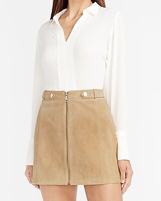 High Waisted Genuine Suede Mini Skirt | Express