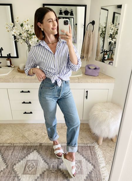 FASHION \ spring mom outfit🤍 Jeans, button up and slides 

Amazon


#LTKSeasonal #LTKStyleTip