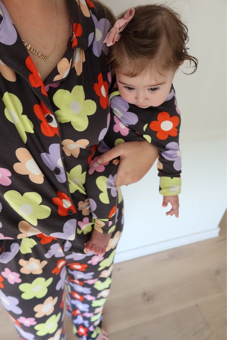 Matching mom + baby bamboo pajamas. I’m in a large for a comfy fit and Jennings is in 3-6 months. She’s 6 months old and still has plenty of room. 

#LTKfamily #LTKbump #LTKbaby