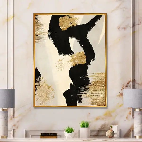 Designart "Glam Collage II" Modern & Contemporary Framed Canvas Print - Black - 30 in. wide x 40 ... | Bed Bath & Beyond