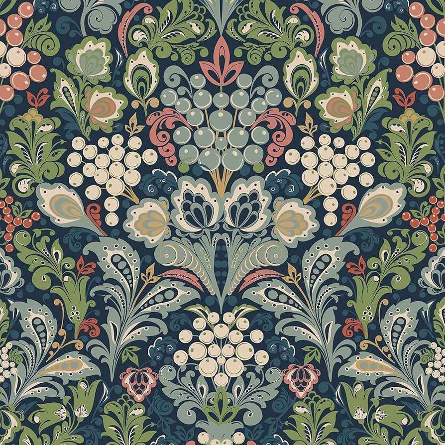 Botanical Wallpaper Peel and Stick Morris Floral Wallpaper Cabinet Contact Paper Stick On Wall Pa... | Amazon (US)