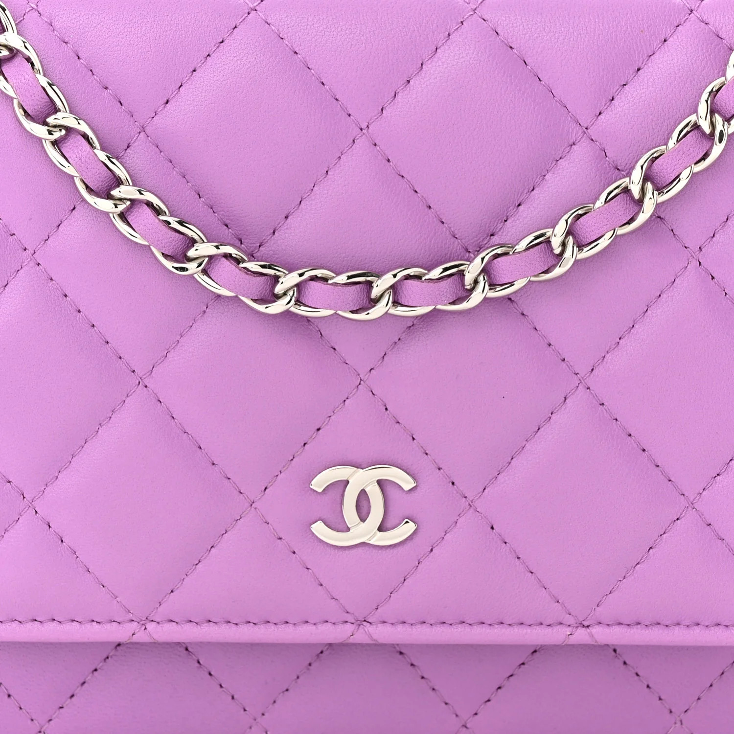 CHANEL Lambskin Quilted Wallet On Chain WOC Purple | FASHIONPHILE | FASHIONPHILE (US)