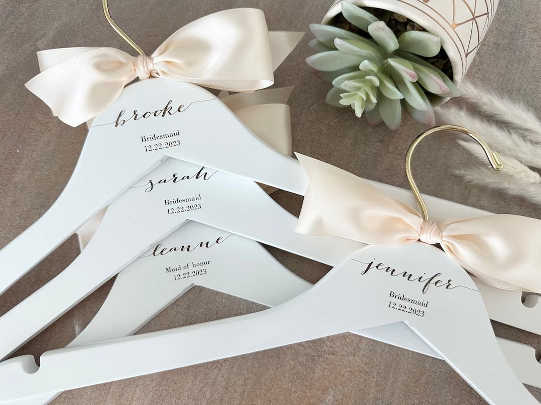 Bridesmaids Gift Wedding Dress Hanger Engraved Hanger - Etsy | Etsy (US)