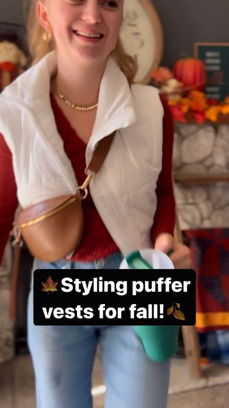 How to style puffer vests! 

Both are TTS, also linked my jeans. 
Fall outfit, thanksgiving outfit, family photos, holiday outfit, 

#LTKSeasonal #LTKstyletip