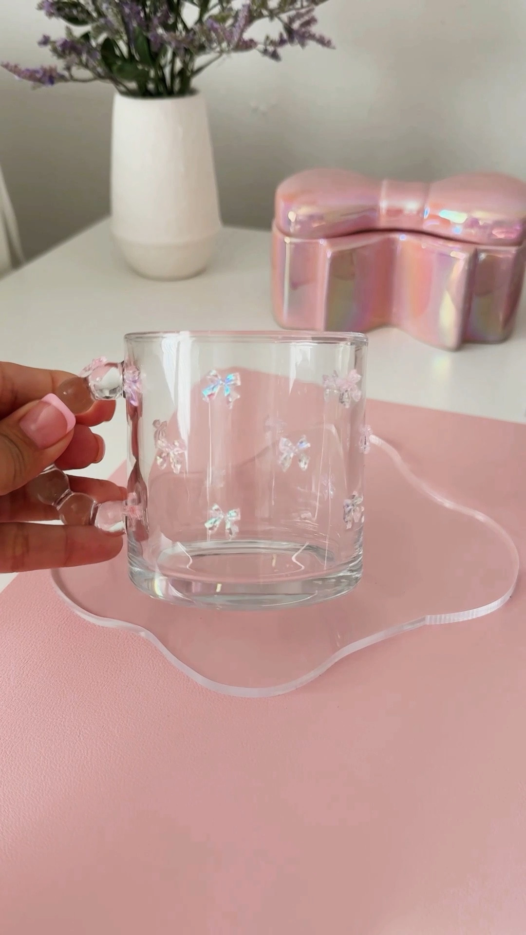 DIY Coquette mug #coquetteaesthetic I found the glass mug set in the dollar spot at Target. I couldn’t link the exact one but linked a similar one #targetfinds 

#LTKHoliday #LTKWatchNow #LTKCyberWeek
