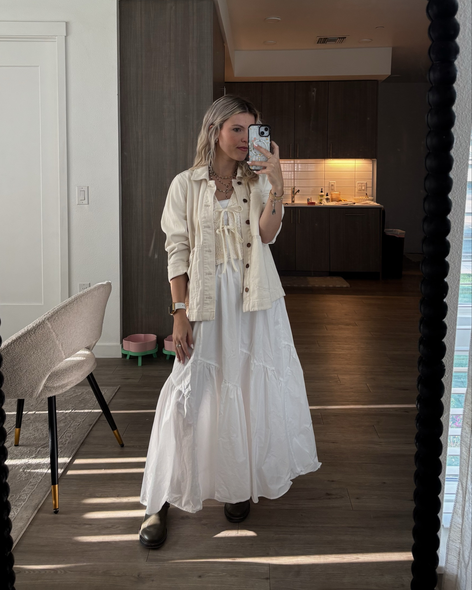 Maxi skirt, tie vest top, and cream jacket 

#LTKPetite #LTKStyleTip #LTKWatchNow