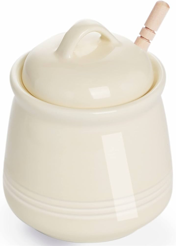HAOTOP Ceramic Honey pot with Lid and Honey Dipper,Porcelain Honey Jar Easy to Clean and Dishwash... | Amazon (US)