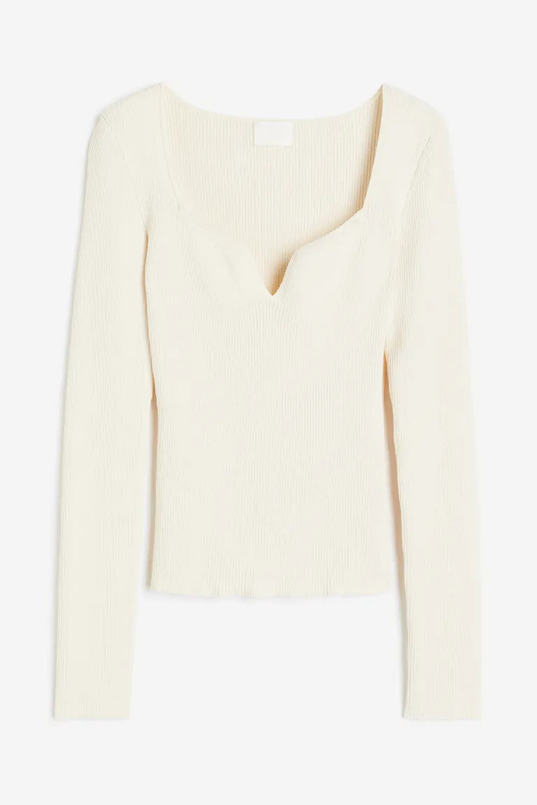 Rib-knit Sweetheart-neckline Top | H&M (US + CA)