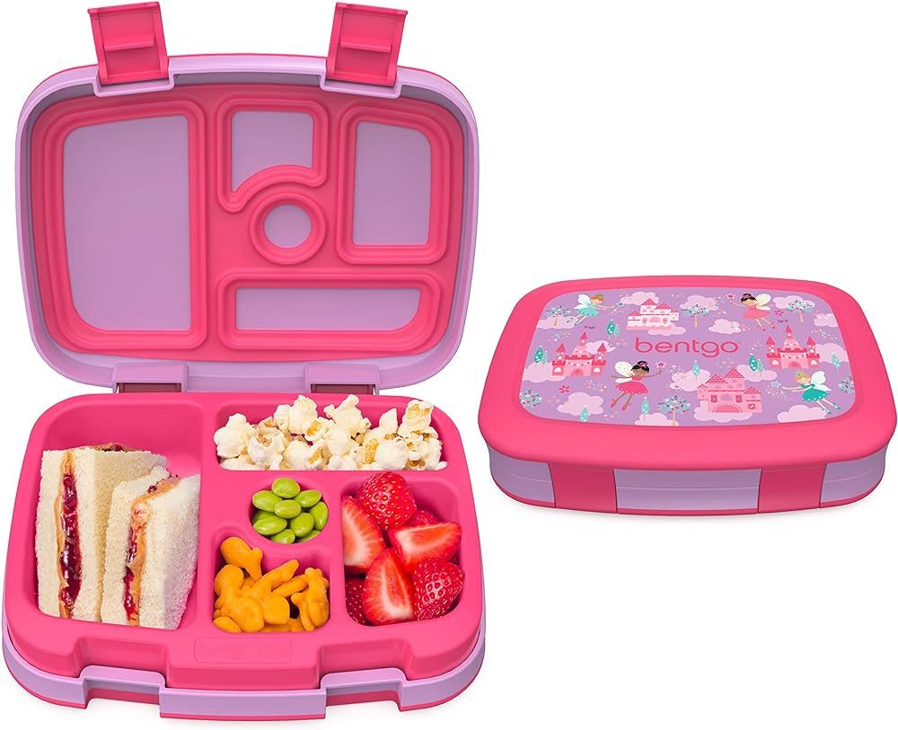 Bentgo® Kids Prints Leak-Proof, 5-Compartment Bento-Style Kids Lunch Box - Ideal Portion Sizes for Ages 3 to 7 - BPA-Free, Dishwasher Safe, Food-Safe Materials (Fairies) | Amazon (US)
