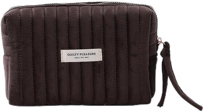 Siko Small Makeup Bag Quilted Makeup Bag Toiletry Bag Zipper Case Solid Color Large Capacity Make... | Amazon (US)