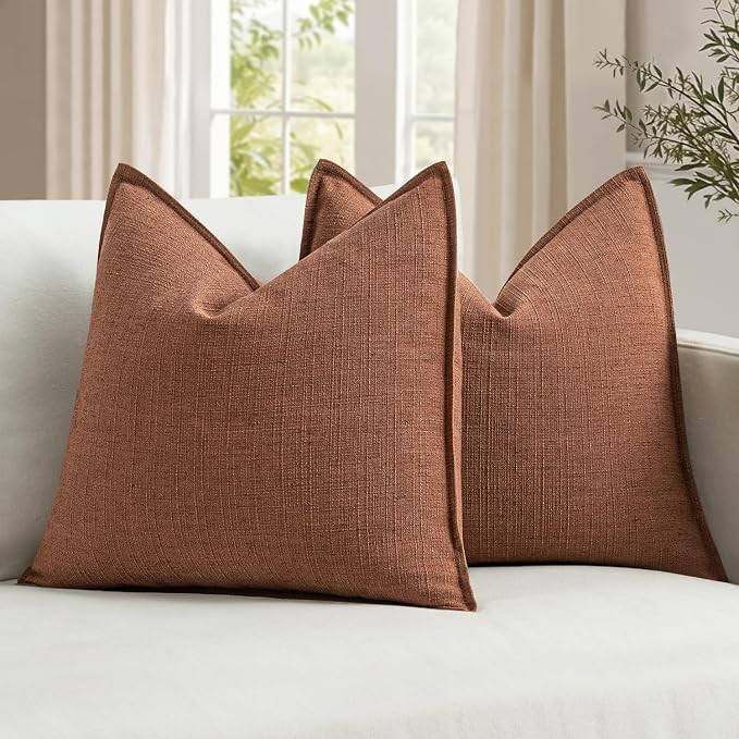 MIULEE Pack of 2 Thick Textured Couch Throw Pillow Covers 18x18, Rust Terracotta Fall Decorative ... | Amazon (US)