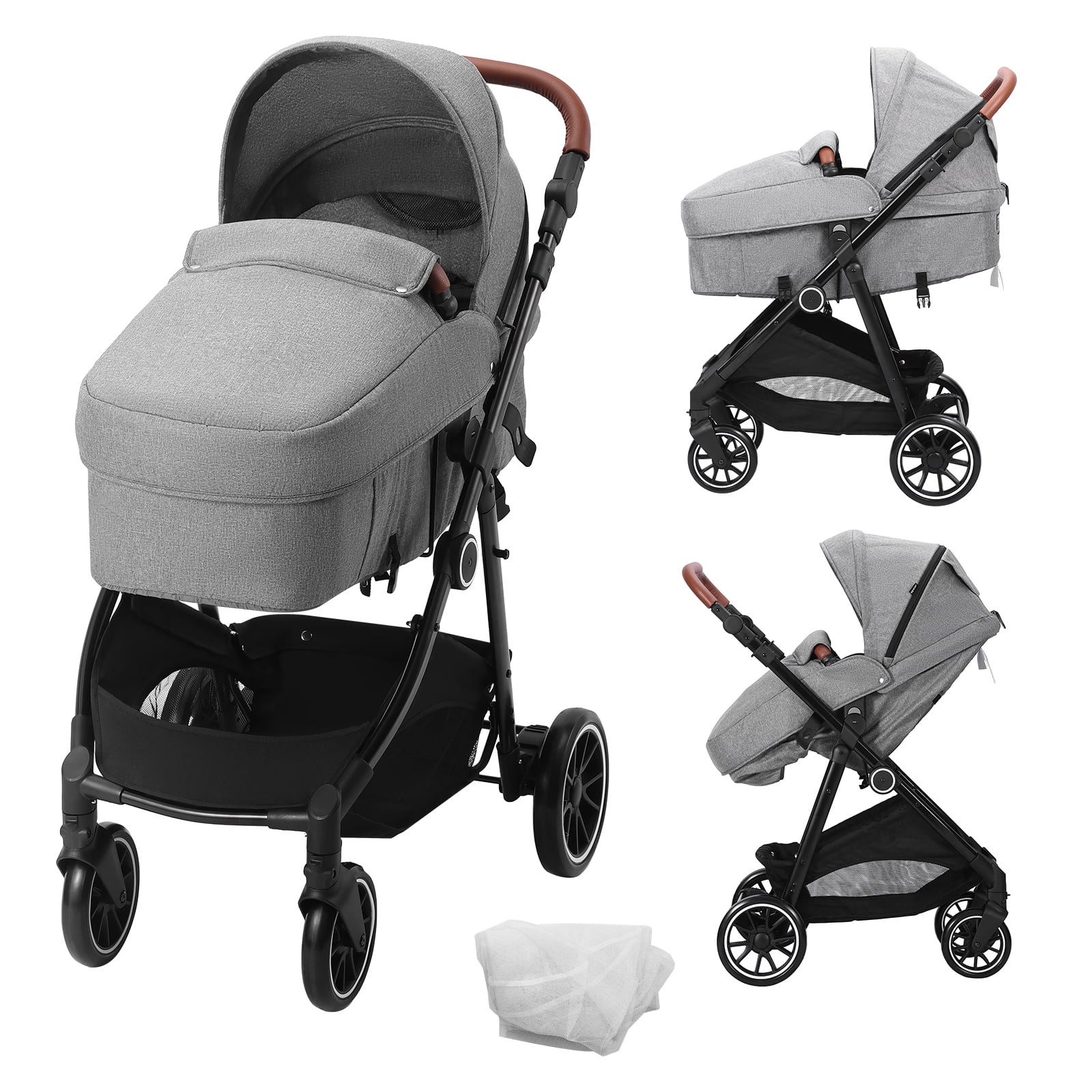 SKYSHALO 2 in 1 Convertible Baby Stroller, Foldable Infant Newborn Bassinet Pram, Unisex Travel S... | Walmart (US)