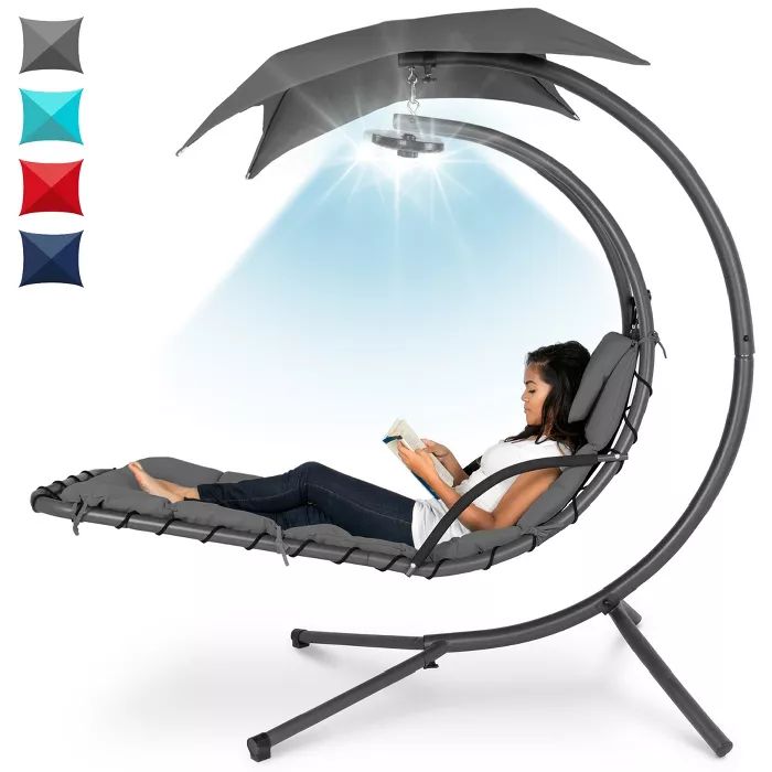 Best Choice Products Hanging LED-Lit Curved Chaise Lounge Chair for Backyard, Patio w/ Pillow, Ca... | Target