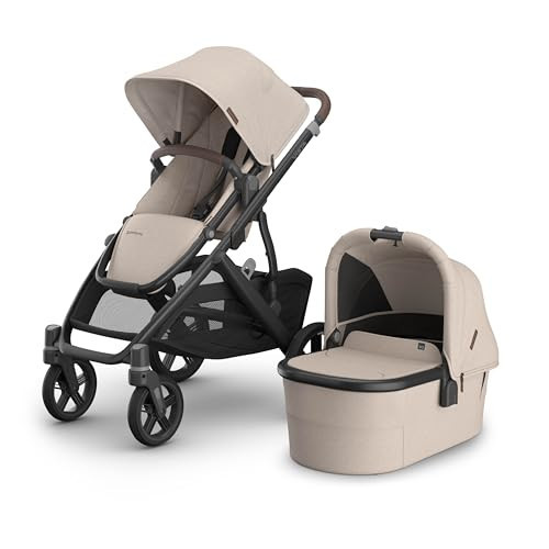 UPPAbaby Vista V3 Stroller + Bassinet V3 - Convertible Single-to-Double Stroller System- Bassinet, Toddler Seat, Bug Shield, Rain Shield Included - Ada (Sandstone Mélange) | Amazon (US)