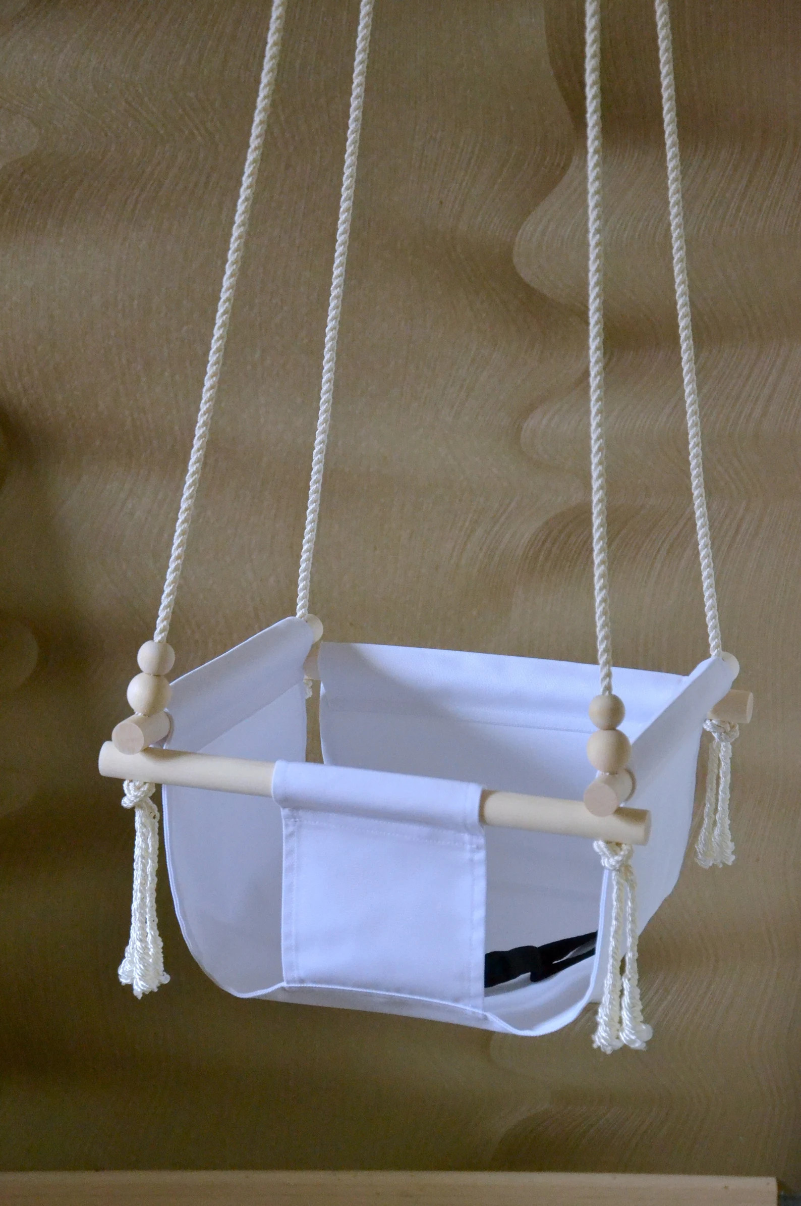 Monochrome white and grey swinging hammock chair for baby, infant and toddler. Indoor children sw... | Etsy (US)