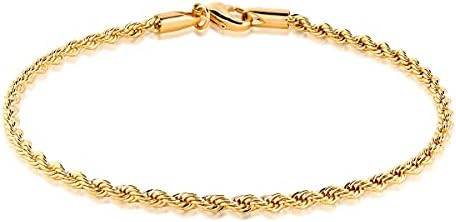 Barzel 18K Gold Plated Braided Rope Anklet for Women, 2.7 MM thick, 10 Inches long - Made In Braz... | Amazon (US)