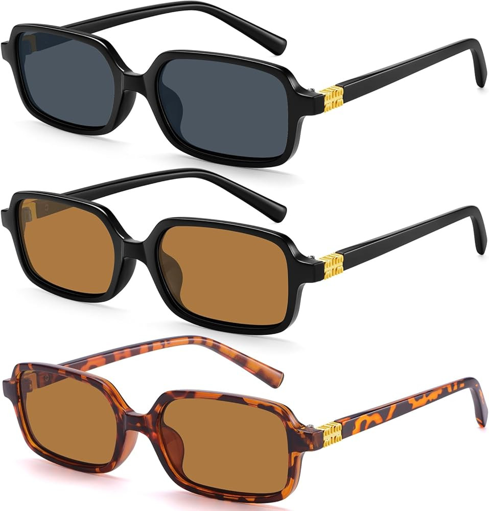 Dollger Trendy Rectangle Sunglasses for Women Men Skinny Small Square Sunglasses 90s Y2K Fashion ... | Amazon (US)