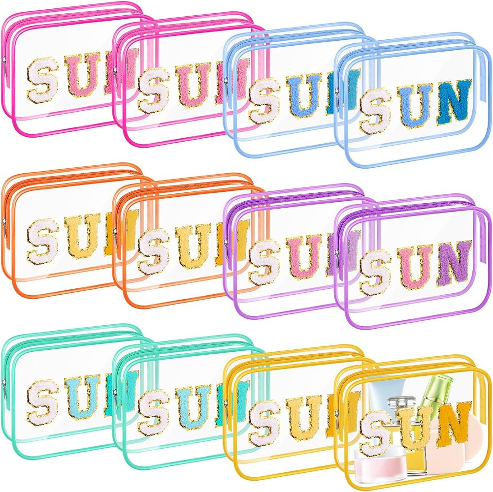 Kacctyen 12 Pcs Sun Clear Makeup Bags Bulk Sunscreen Pouch for Beach Pool Waterproof Toiletry Cos... | Amazon (US)