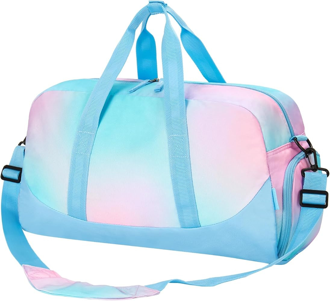 Choco Mocha Duffle Bag Kids Girls - Blue Overnight Bags for Kid with Shoes Compartment, Cute Week... | Amazon (US)
