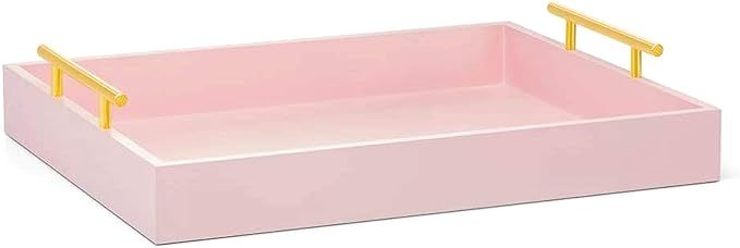 Quality by Esther Decorative Tray with Gold or Silver Handles. Pink Tray. Decorative Trays for Co... | Amazon (US)