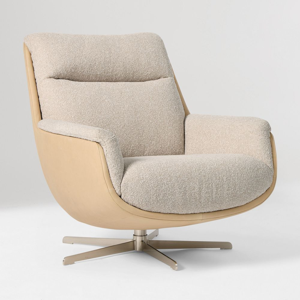 Bowden Fabric & Leather Swivel Chair | West Elm (US)