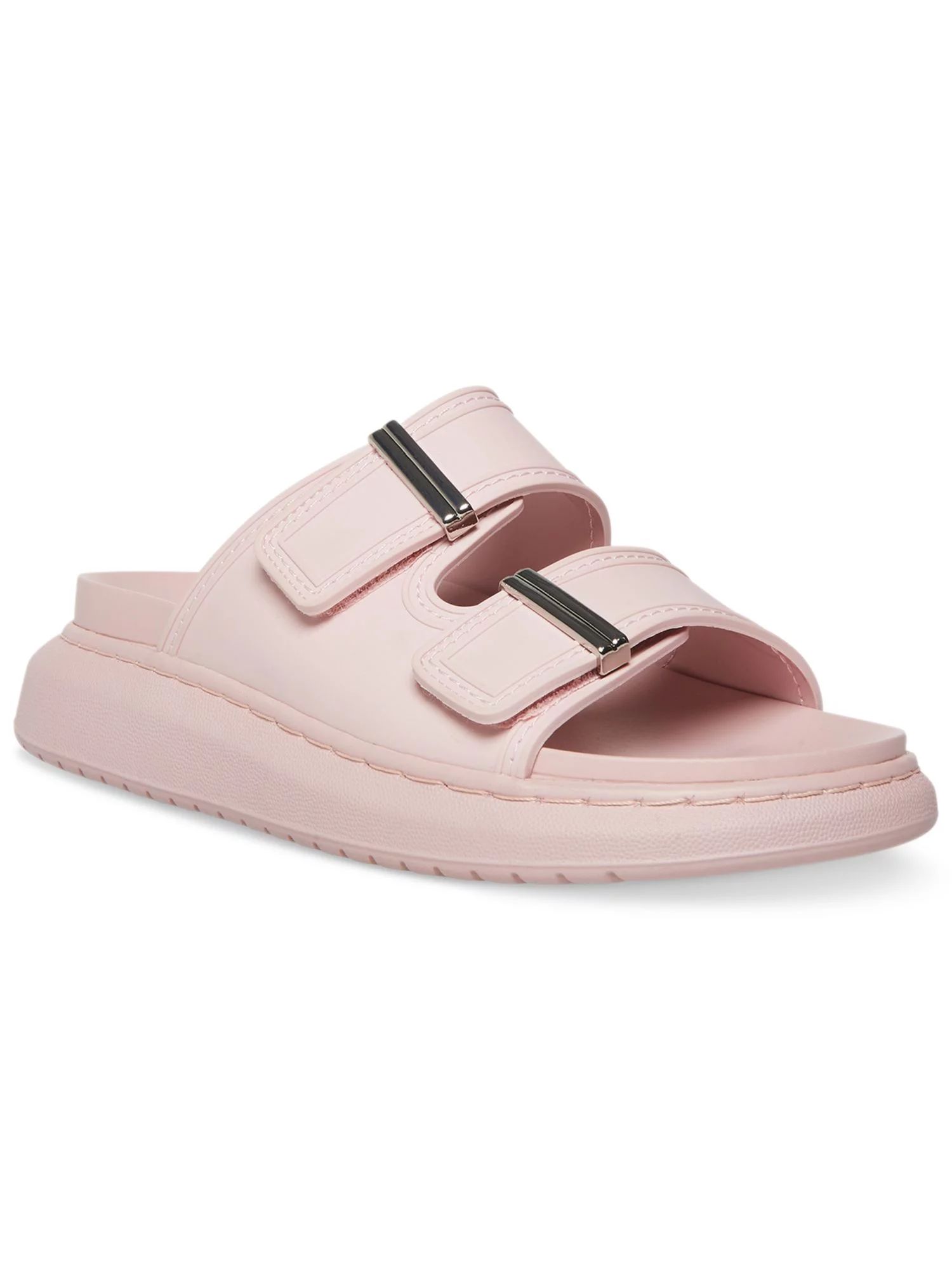MADDEN GIRL Womens Pink Adjustable Strap Comfort Kingsley Round Toe Platform Slip On Slide Sandal... | Walmart (US)