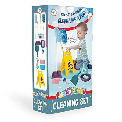 Playkidiz Kids Cleaning Set for Toddlers, Toy Broom & Mop Cleaning Accessory Set, Pretend Play Toys for Boys & Girls Ages 3+ | Target